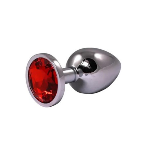 Silver Small Butt Plug with Red Diamond Silver Small Butt Plug with Red Diamond