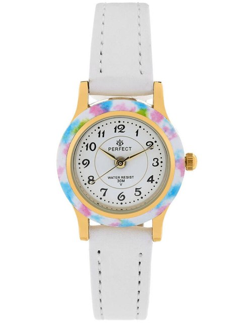 ZEGAREK KOMUNIJNY DZIECIĘCY PERFECT LP195-06 - biały/złoty + BOX ZEGAREK KOMUNIJNY DZIECIĘCY PERFECT LP195-06 - biały/złoty + BOX