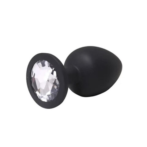 Black small butt plug with white crystal Black small butt plug with white crystal