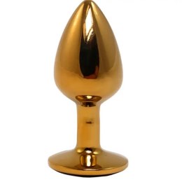 Gold Small Butt Plug with White Diamond