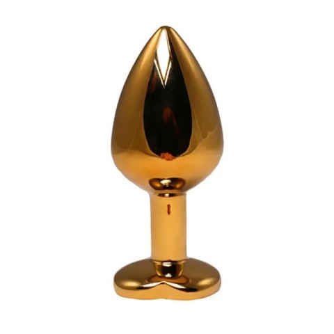 Gold medium heart-shaped butt plug with pink crystal Gold medium heart-shaped butt plug with pink crystal