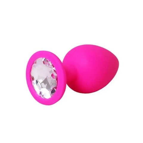 Pink large butt plug with white crystal Pink large butt plug with white crystal