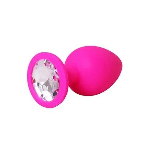 Pink small butt plug with white crystal Pink small butt plug with white crystal