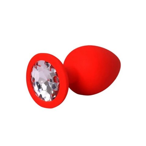 Red large butt plug with white crystal Red large butt plug with white crystal