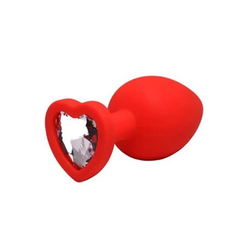 Red large heart-shaped butt plug with white crystal Red large heart-shaped butt plug with white crystal