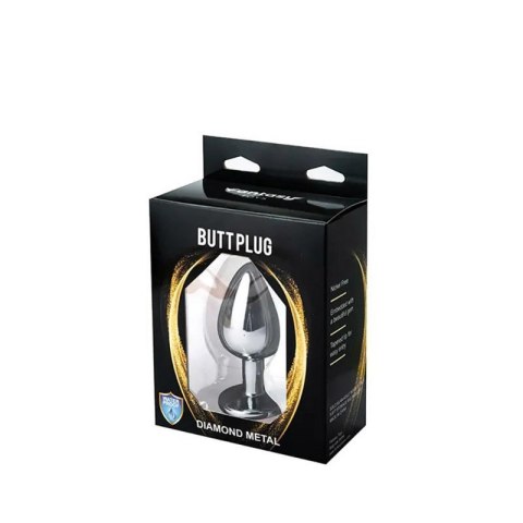 Silver Large Butt Plug with White Diamond Silver Large Butt Plug with White Diamond