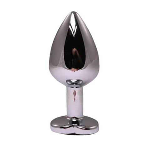 Silver medium heart-shaped butt plug with black crystal Silver medium heart-shaped butt plug with black crystal