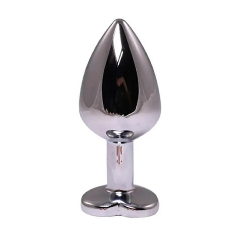 Silver medium heart-shaped butt plug with pink crystal Silver medium heart-shaped butt plug with pink crystal