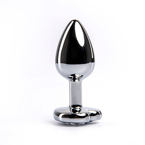 Silver small heart-shaped butt plug with white crystal Silver small heart-shaped butt plug with white crystal