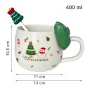 KUBEK ŚWIĄTECZNY Z KOKARDĄ - zestaw w pudełku z łyżeczką 400 ml KB25ZIE