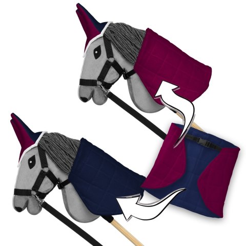 Zestaw Skippi - Hobby Horse Szary - Derka fuksja i granat - Kantar lawenda Zestaw Skippi - Hobby Horse Szary - Derka fuksja i granat - Kantar lawenda