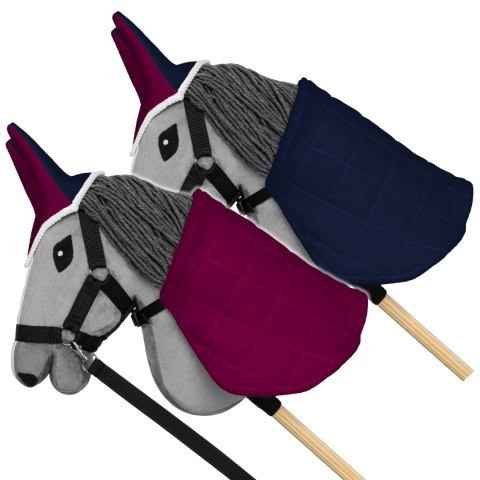 Zestaw Skippi - Hobby Horse Szary - Derka fuksja i granat - Kantar lawenda Zestaw Skippi - Hobby Horse Szary - Derka fuksja i granat - Kantar lawenda