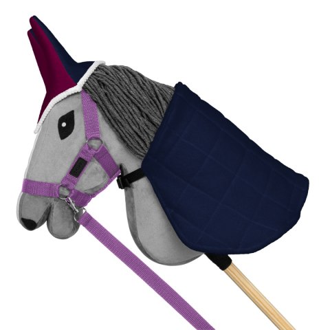 Zestaw Skippi - Hobby Horse Szary - Derka fuksja i granat - Kantar lawenda Zestaw Skippi - Hobby Horse Szary - Derka fuksja i granat - Kantar lawenda