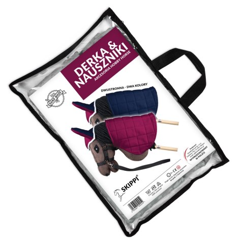 Zestaw Skippi - Hobby Horse Szary - Derka fuksja i granat - Kantar lawenda Zestaw Skippi - Hobby Horse Szary - Derka fuksja i granat - Kantar lawenda