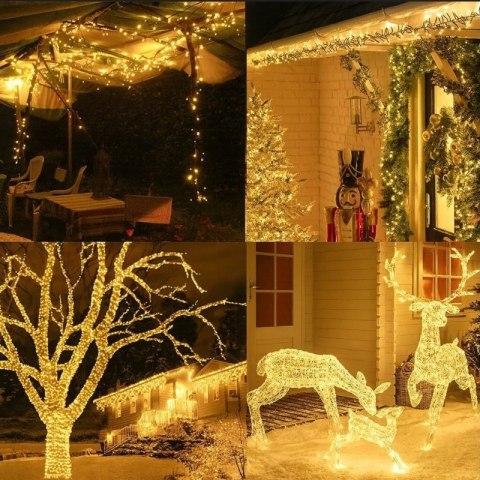 Zewnętrzne lampki choinkowe 1000 LED 100m, barwa ciepłe białe do dekoracji LAMP35CB
