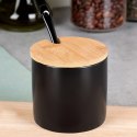 CUKIERNICZKA CERAMICZNA Z ŁYŻECZKĄ CZARNA OKRĄGŁA CUKIERNICA POJEMNIK NA CUKIER 250ML VILDE 139681 CUKIERNICZKA CERAMICZNA Z ŁYŻECZKĄ CZARNA OKRĄGŁA CUKIERNICA POJEMNIK NA CUKIER 250ML VILDE 139681