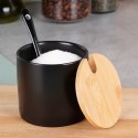CUKIERNICZKA CERAMICZNA Z ŁYŻECZKĄ CZARNA OKRĄGŁA CUKIERNICA POJEMNIK NA CUKIER 250ML VILDE 139681 CUKIERNICZKA CERAMICZNA Z ŁYŻECZKĄ CZARNA OKRĄGŁA CUKIERNICA POJEMNIK NA CUKIER 250ML VILDE 139681