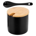 CUKIERNICZKA CERAMICZNA Z ŁYŻECZKĄ CZARNA OKRĄGŁA CUKIERNICA POJEMNIK NA CUKIER 250ML VILDE 139681 CUKIERNICZKA CERAMICZNA Z ŁYŻECZKĄ CZARNA OKRĄGŁA CUKIERNICA POJEMNIK NA CUKIER 250ML VILDE 139681