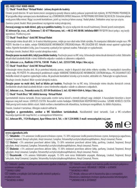 Duck Fresh Discs Virtual Violet - Żelowy Krążek Do Toalety 36ml + Aplikator