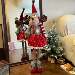 Renifer świąteczny na Boże Narodzenie, wyciągane nogi, z pluszu, 60-90 cm - KSN202