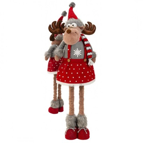 Renifer świąteczny na Boże Narodzenie, wyciągane nogi, z pluszu, 60-90 cm - KSN202