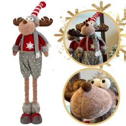 Renifer świąteczny na Boże Narodzenie, wyciągane nogi, z pluszu, 60-90 cm - KSN203