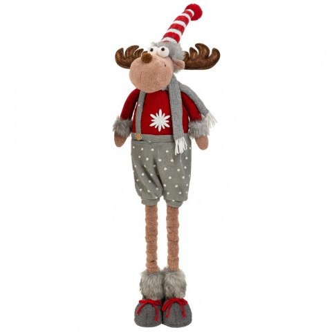 Renifer świąteczny na Boże Narodzenie, wyciągane nogi, z pluszu, 60-90 cm - KSN203