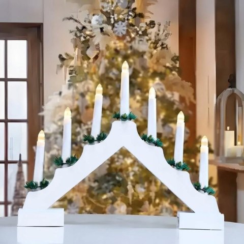 Świecznik adwentowy LED, ciepła biel 7 świec lampka biała LAMP61