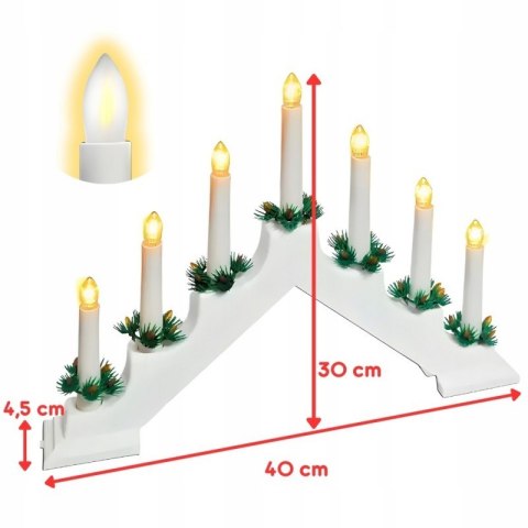 Świecznik adwentowy LED, ciepła biel 7 świec lampka biała LAMP61