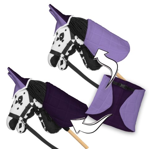 Zestaw Skippi - Hobby Horse Karo - srokaty - Derka wrzos - Kantar błękitny Zestaw Skippi - Hobby Horse Karo - srokaty - Derka wrzos - Kantar błękitny