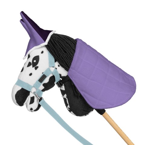 Zestaw Skippi - Hobby Horse Karo - srokaty - Derka wrzos - Kantar błękitny Zestaw Skippi - Hobby Horse Karo - srokaty - Derka wrzos - Kantar błękitny