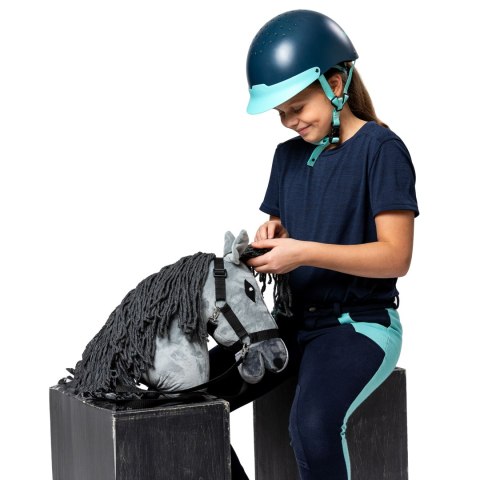 Zestaw Skippi - Hobby Horse Szary - Derka i nauszniki - fuksja i granat Zestaw Skippi - Hobby Horse Szary - Derka i nauszniki - fuksja i granat