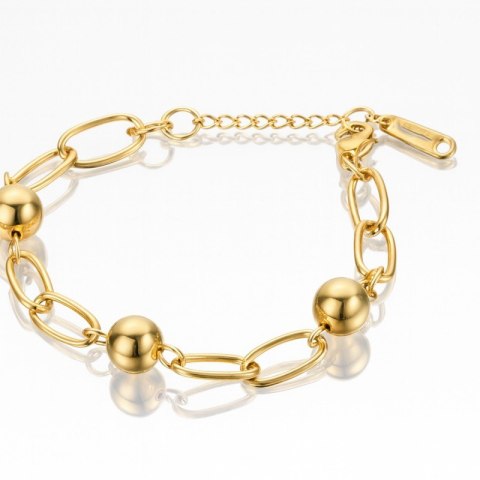 Bransoletka na rękę stal chirurgiczna pozłacana złotem BST1590