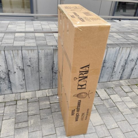 Fotel wiszący huśtawka, kokon składany szary z beżowymi poduszkami KR37SZ