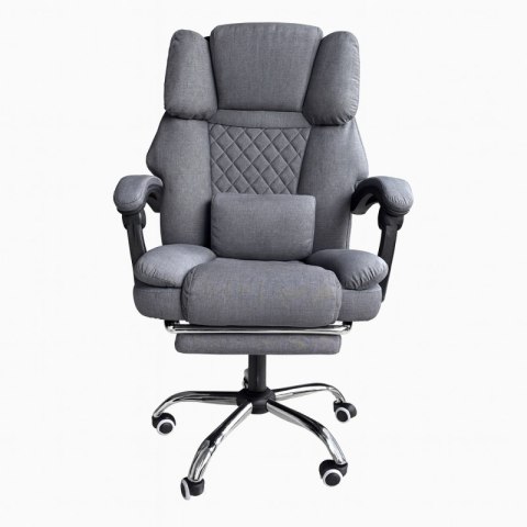 Fotel biurowy obrotowy MASTER z podnóżkiem i masażerem - szary MATERIAŁ KO32SZ