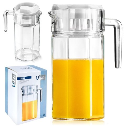 Dzbanek szklany na napoje sok wodę herbatę z pokrywką 1.5L stołowy VILDE 139289 Dzbanek szklany na napoje sok wodę herbatę z pokrywką 1.5L stołowy VILDE 139289