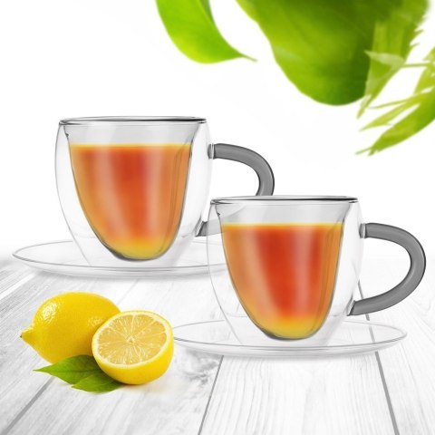 Filiżanki termiczne ze spodkiem do kawy herbaty DOUBLE 160ml 2 sztuki ORION 129494 Filiżanki termiczne ze spodkiem do kawy herbaty DOUBLE 160ml 2 sztuki ORION 129494