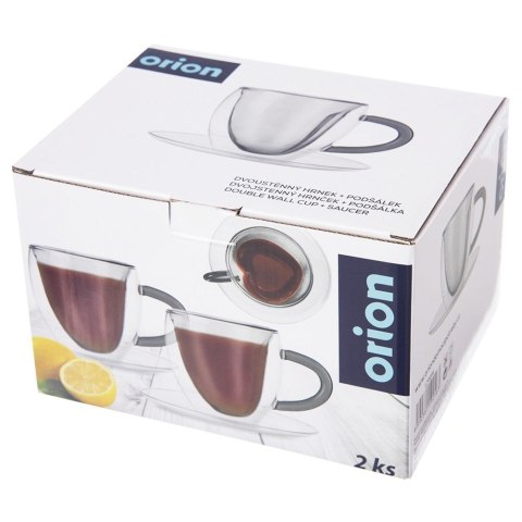 Filiżanki termiczne ze spodkiem do kawy herbaty DOUBLE 160ml 2 sztuki ORION 129494 Filiżanki termiczne ze spodkiem do kawy herbaty DOUBLE 160ml 2 sztuki ORION 129494