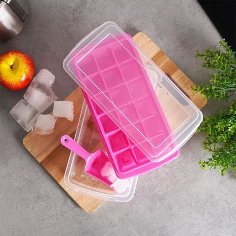 Forma foremka do kostek lodu z pokrywką pojemnik i łopatka na lód kostki EXCELLENT HOUSEWARE 122210 Forma foremka do kostek lodu z pokrywką pojemnik i łopatka na lód kostki EXCELLENT HOUSEWARE 122210