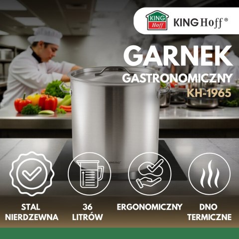 Garnek gastronomiczny 36cm 36L stal nierdzewna KINGHOFF KH-1965 Garnek gastronomiczny 36cm 36L stal nierdzewna KINGHOFF KH-1965