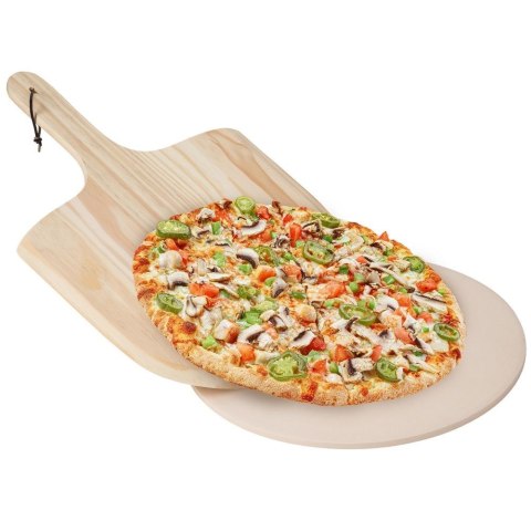 KAMIEŃ DO PIECZENIA PIZZY SZAMOTOWY Z ŁOPATĄ I NOŻEM 3 ELEMENTY VILDE 279072 KAMIEŃ DO PIECZENIA PIZZY SZAMOTOWY Z ŁOPATĄ I NOŻEM 3 ELEMENTY VILDE 279072