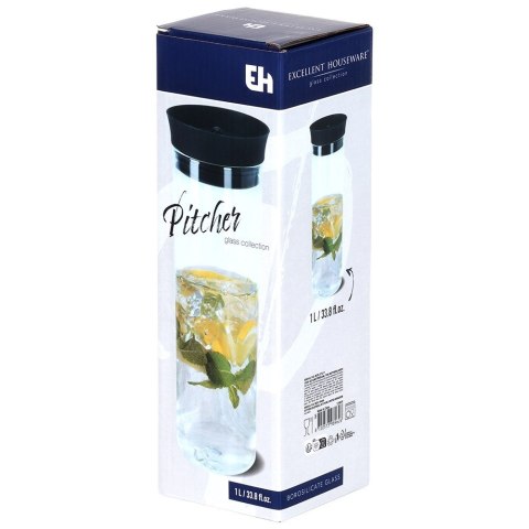 Karafka szklana z pokrywką na napoje wodę sok dzbanek 1L EXCELLENT HOUSEWARE 139636 Karafka szklana z pokrywką na napoje wodę sok dzbanek 1L EXCELLENT HOUSEWARE 139636