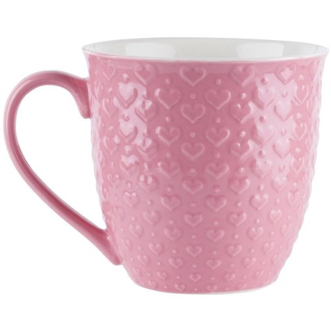 Kubek ceramiczny do kawy herbaty serca duży 580 ml różowy ORION 128847