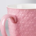 Kubek ceramiczny do kawy herbaty serca duży 580 ml różowy ORION 128847