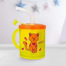 Kubek dla dziecka dzieci z pokrywką ze słomką kot 260 ml ORION 112278