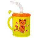 Kubek dla dziecka dzieci z pokrywką ze słomką kot 260 ml ORION 112278