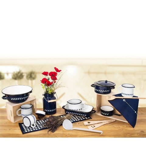 Kubek emaliowany z miarką do odmierzania podgrzewania biały 1.2L MODROBILA ORION 113513