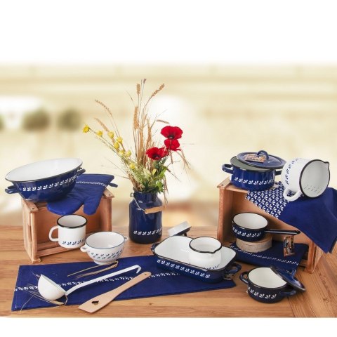 Kubek emaliowany z miarką do odmierzania podgrzewania biały 1.2L MODROBILA ORION 113513