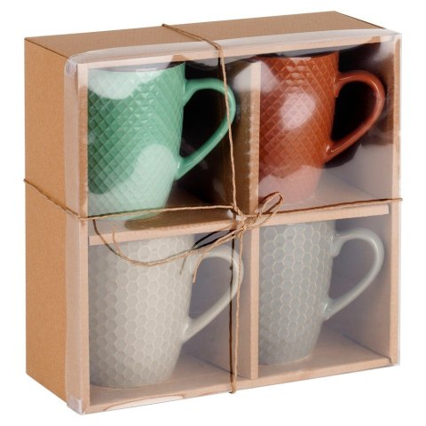 Kubki ceramiczne do kawy herbaty 400 ml zestaw kubków 4 sztuki VILDE 139672 Kubki ceramiczne do kawy herbaty 400 ml zestaw kubków 4 sztuki VILDE 139672