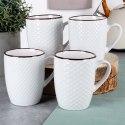 Kubki ceramiczne do kawy herbaty białe 400 ml zestaw kubków 4 sztuki VILDE 139674 Kubki ceramiczne do kawy herbaty białe 400 ml zestaw kubków 4 sztuki VILDE 139674